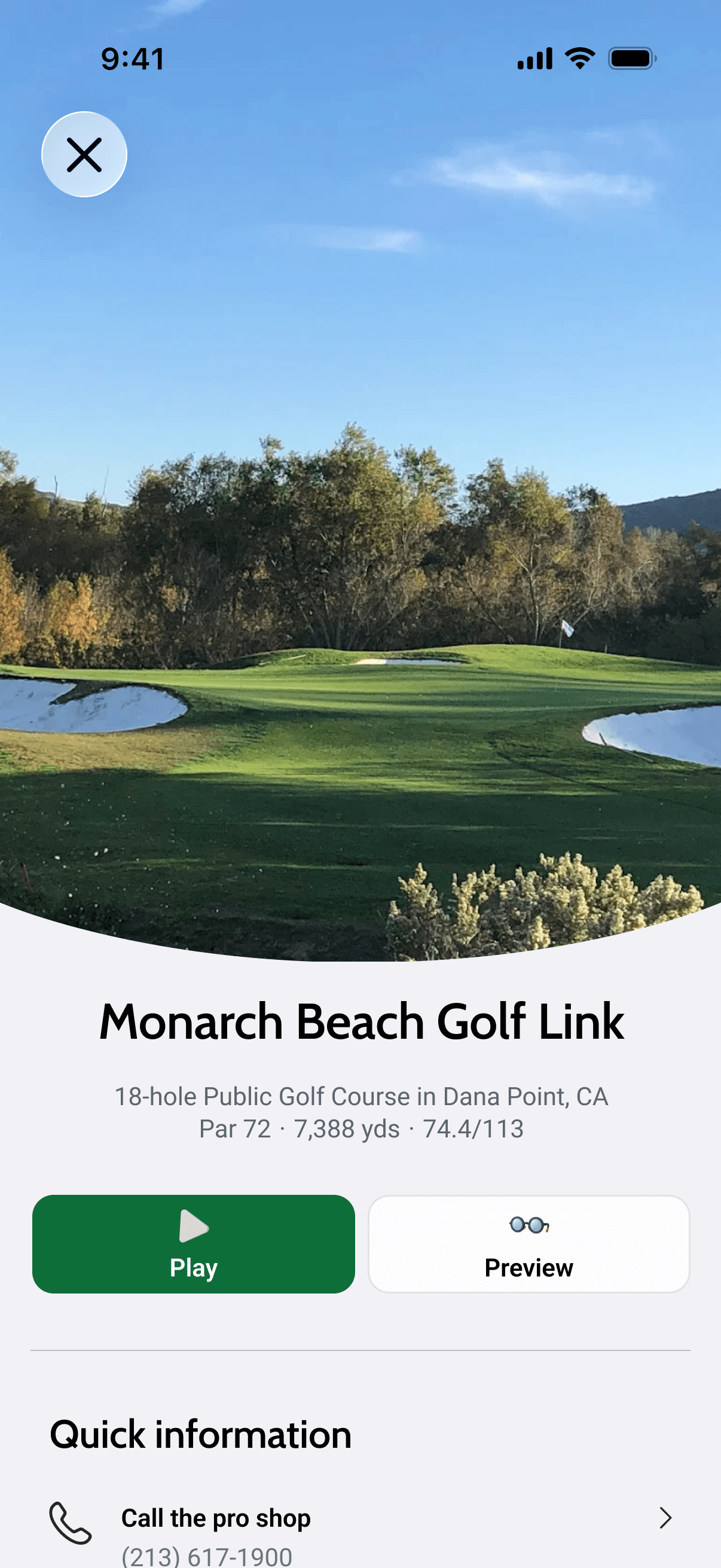 Divot Golf course home screen